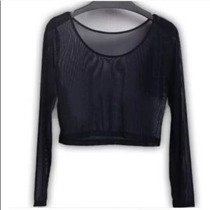 Black mesh crop top.